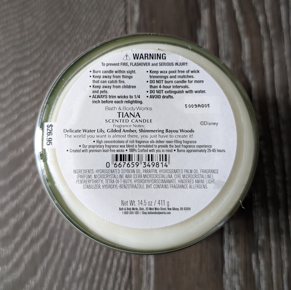NWT Bath & Body Works Princess Tiana Candle - Picture 3 of 3